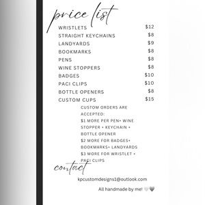 Prices for handmade items!